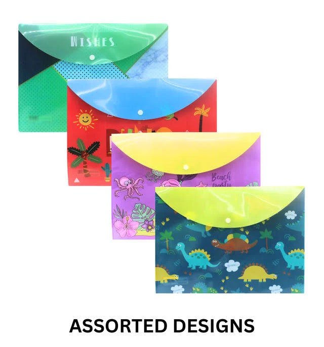 Assorted Color & Design Button Folder