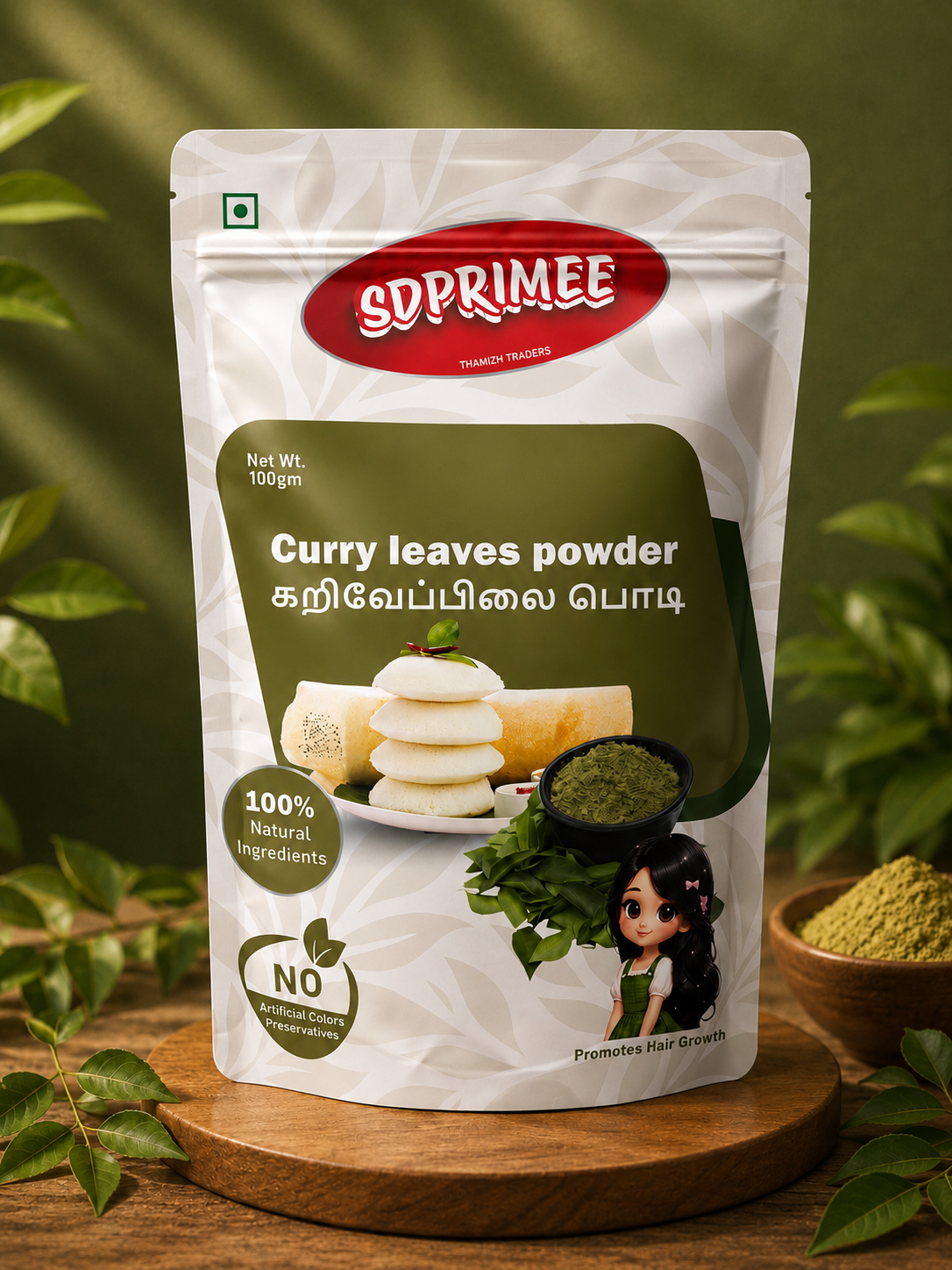 SDPRIMEE Curry Leaves Powder (100g) | Traditional Homemade Curry Leaves Podi