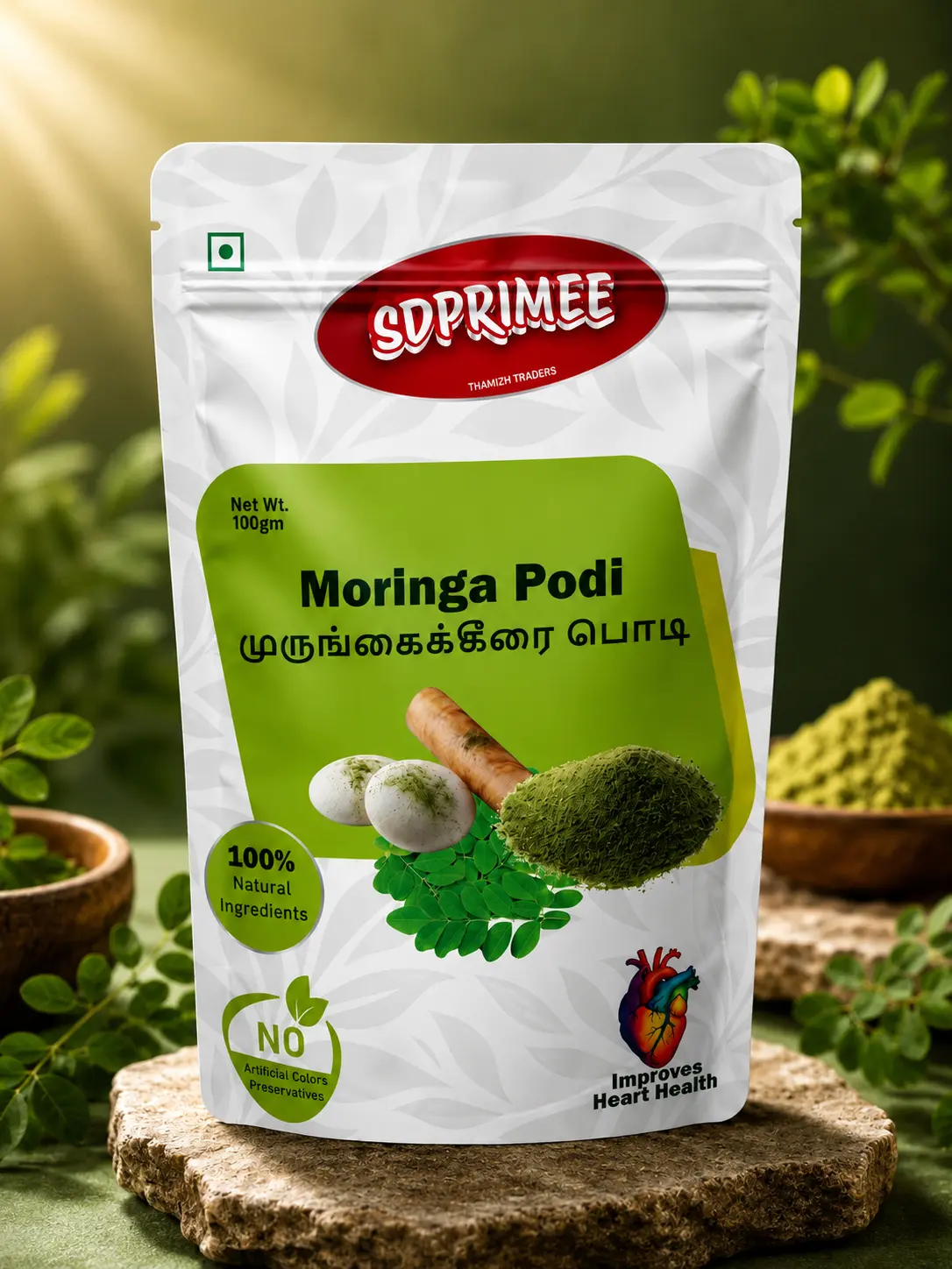 SDPRIMEE Moringa Podi (100g) | Traditional Homemade Drumstick Leaf Powder