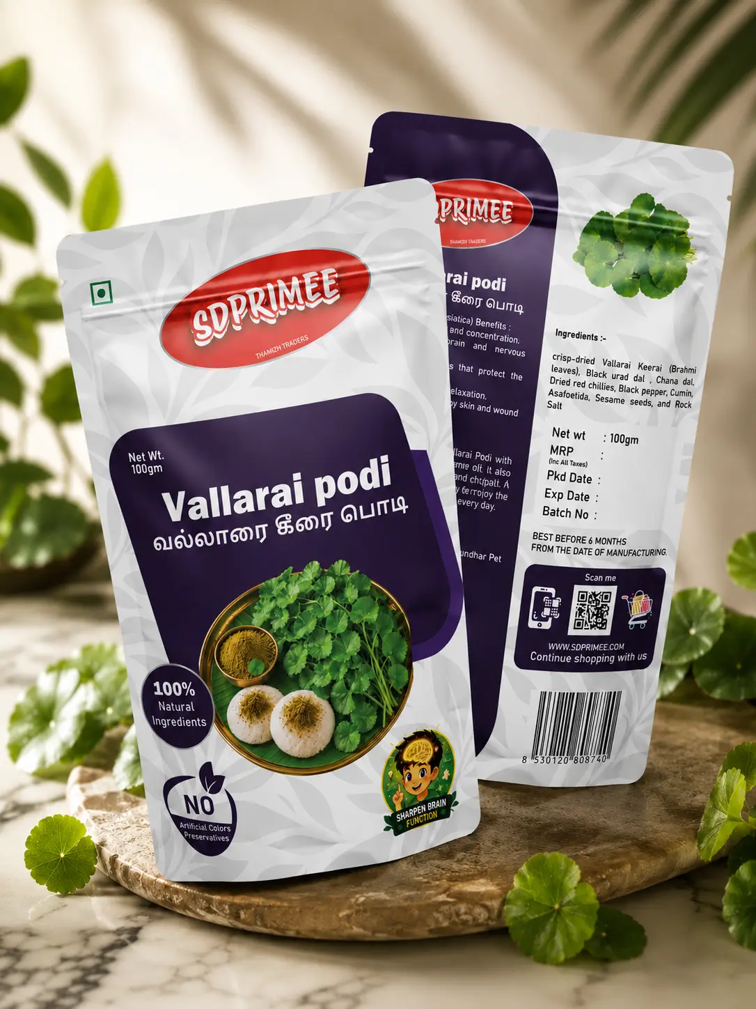 SDPRIMEE Vallarai Podi (100g) | Traditional Homemade Herbal Spice Powder
