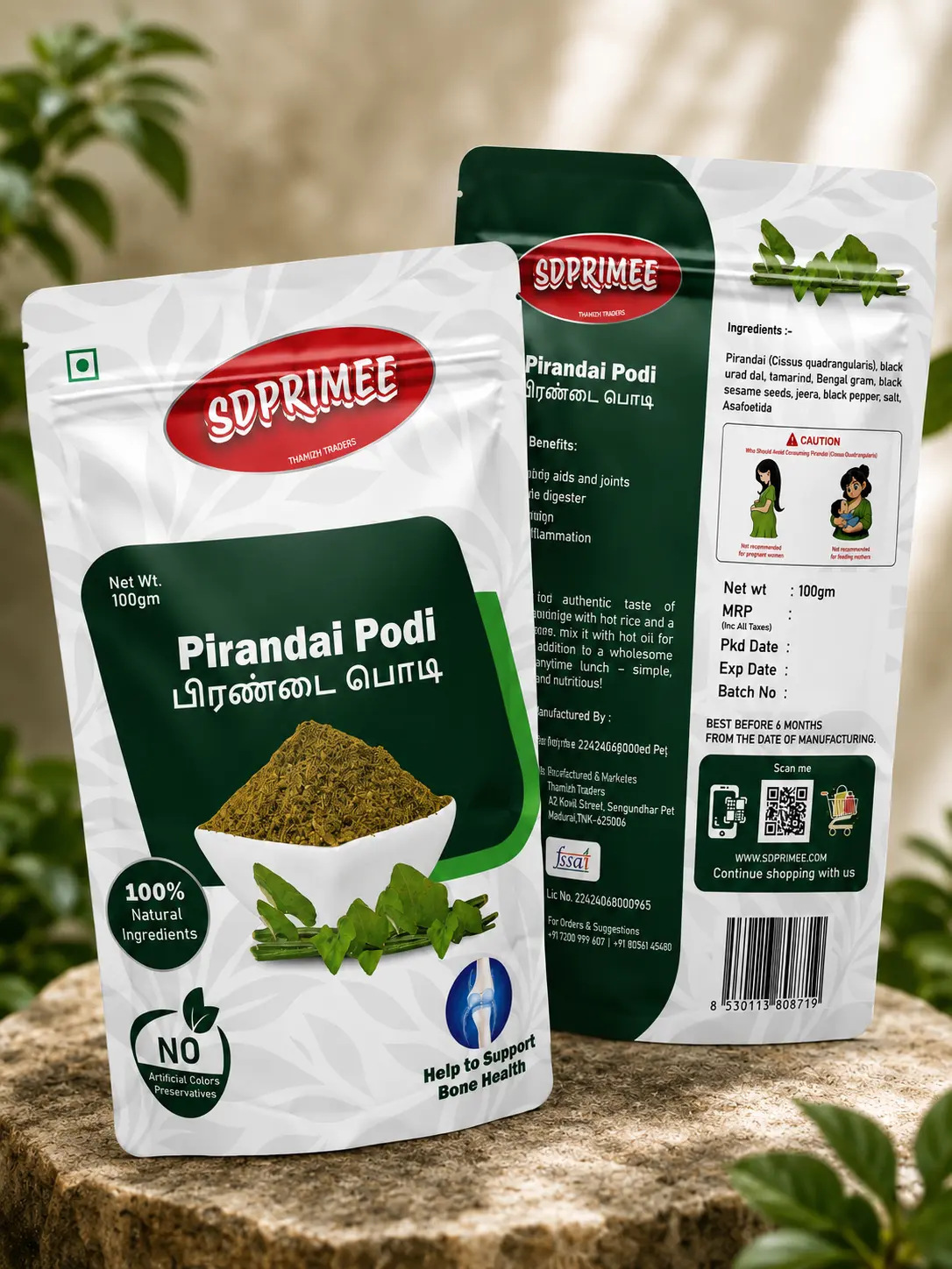 SDPRIMEE Pirandai Podi (100g) | Traditional Homemade Pirandai Powder